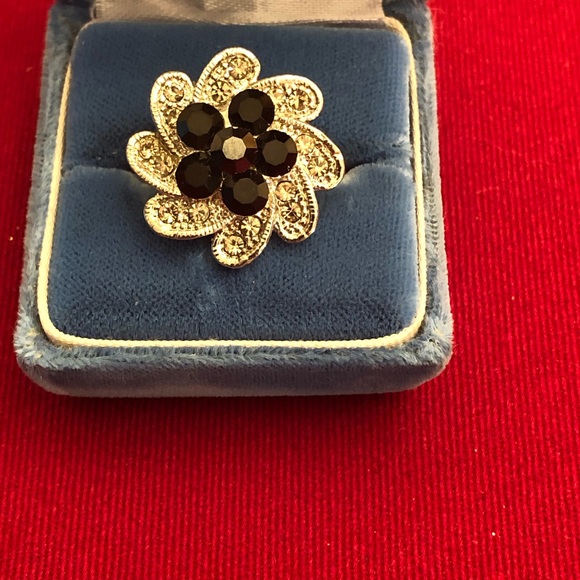 Silver and blue stone ring adjustable - Picture 2 of 3